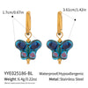 Wholesale Hand Painted Oil Drip Colorful Butterfly Titanium Steel Earrings With Pvd Vacuum Real Gold Electroplating For Women