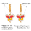 Wholesale Hand Painted Oil Drip Colorful Butterfly Titanium Steel Earrings With Pvd Vacuum Real Gold Electroplating For Women