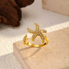 Wholesale Handcrafted Electroplated Geometric Star Stainless Steel Open Ring For Women