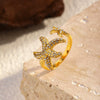 Wholesale Handcrafted Electroplated Geometric Star Stainless Steel Open Ring For Women