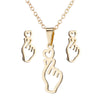 Wholesale Handheld Love Stainless Steel Jewelry Threepiece Set With Heart Pattern And Electroplating Treatment