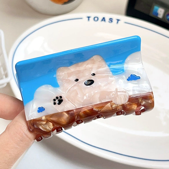 Wholesale Handmade Acetic Acid Cartoon Animal Rectangular Hair Grab Clip For Women