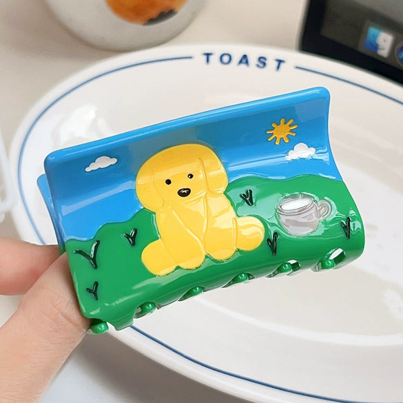 Wholesale Handmade Acetic Acid Cartoon Animal Rectangular Hair Grab Clip For Women