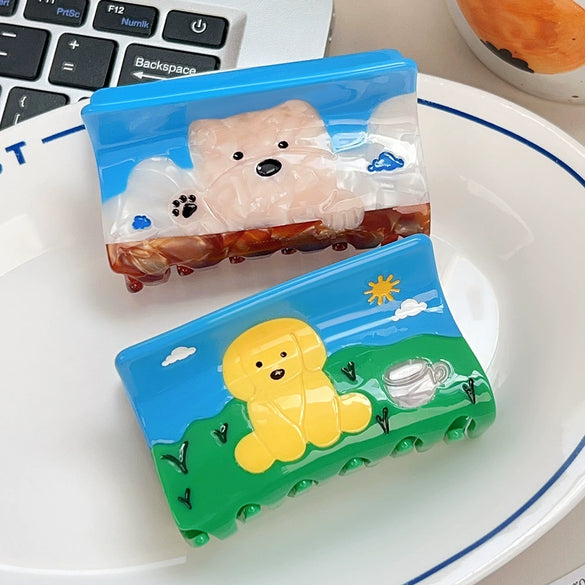 Wholesale Handmade Acetic Acid Cartoon Animal Rectangular Hair Grab Clip For Women