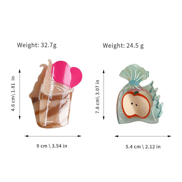 Wholesale Handmade Acetic Acid Fruit Food Style Women's Hair Accessories Love Cone Shark Clip Hairpin