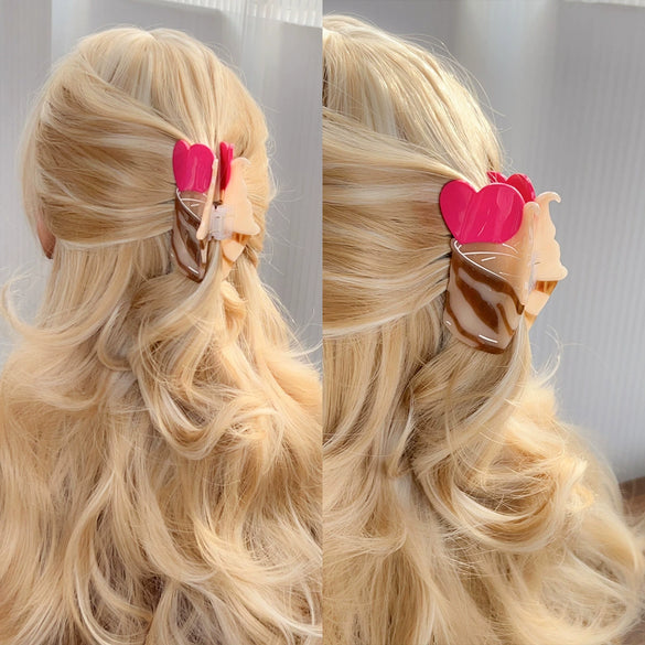Wholesale Handmade Acetic Acid Fruit Food Style Women's Hair Accessories Love Cone Shark Clip Hairpin