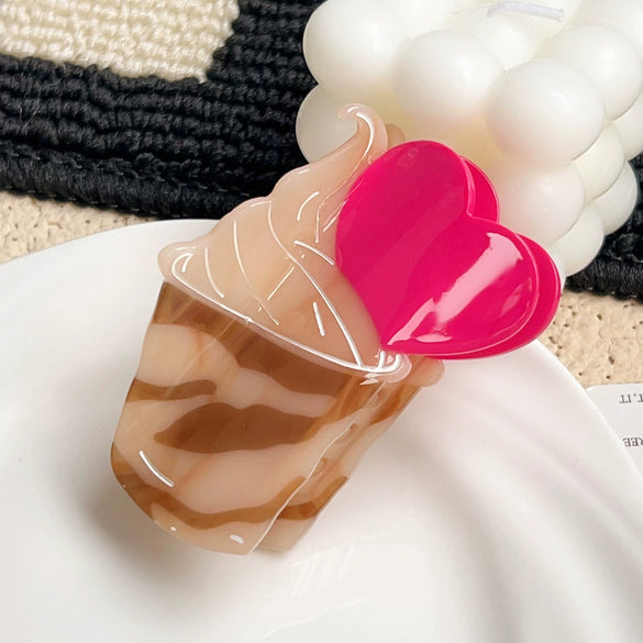Wholesale Handmade Acetic Acid Fruit Food Style Women's Hair Accessories Love Cone Shark Clip Hairpin