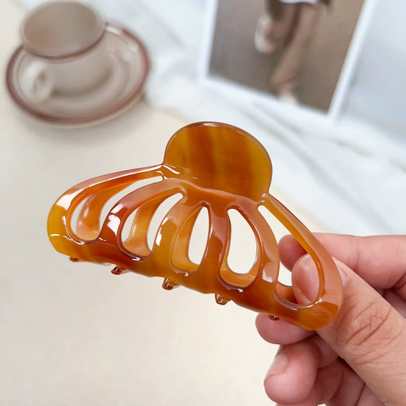 Wholesale Handmade Acetic Acid Light Luxury Geometric Hollow Hair Accessories For Girls Lantern And Pumpkin Clip Styles