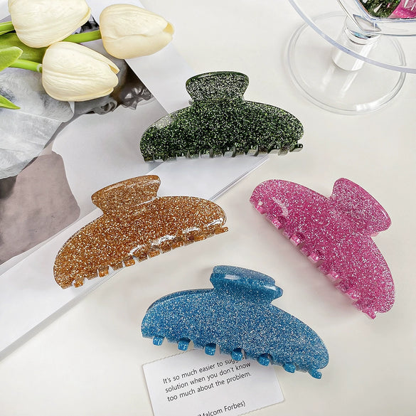 Wholesale Handmade Acrylic Glitter Hair Accessories For Women Gentle Style Hair Clips