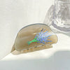 Wholesale Handmade Acrylic Vintage Printed Women's Hair Grab Clip With Plant Flowers Design