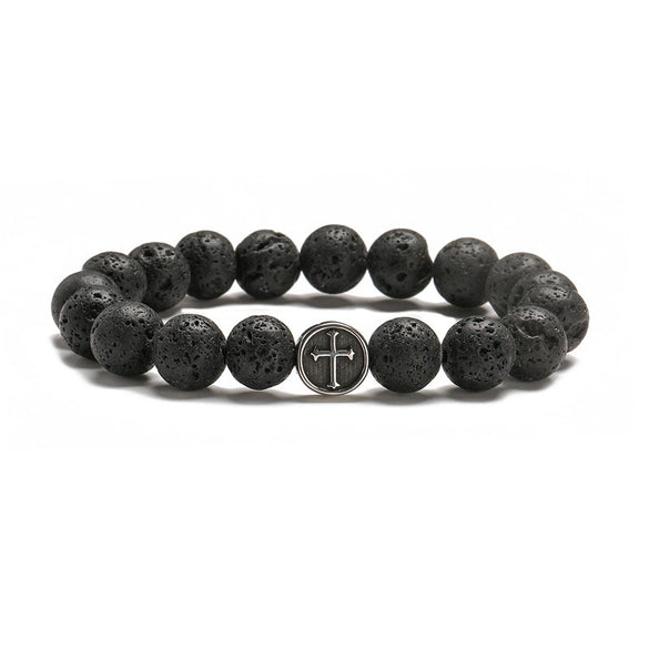Wholesale Handmade Agate And Stainless Steel Geometric Cross Beaded Bracelet