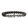 Wholesale Handmade Agate And Stainless Steel Geometric Cross Beaded Bracelet
