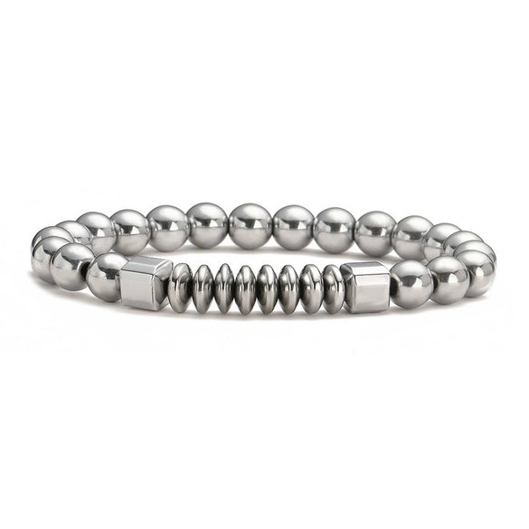 Wholesale Handmade Agate And Stainless Steel Geometric Cross Beaded Bracelet