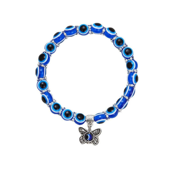 Wholesale Handmade Alloy Fatima Hand Butterfly Devil's Eye Turkish Blue Eye Pendant Bracelet With Animal Zodiac Pattern