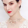 Wholesale Handmade Alloy Jewelry Set With Plant Flowers Pattern For Women Necklace And Earrings