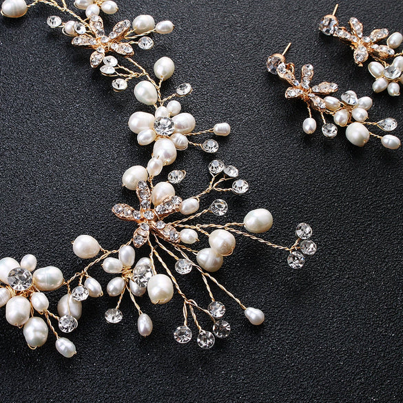 Wholesale Handmade Alloy Jewelry Set With Plant Flowers Pattern For Women Necklace And Earrings