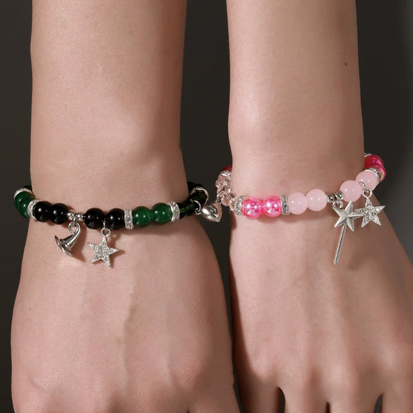 Wholesale Handmade Beaded Alloy Wicked Bracelet With Geometric Design And Witch Hat Princess Magic Wand Pendant