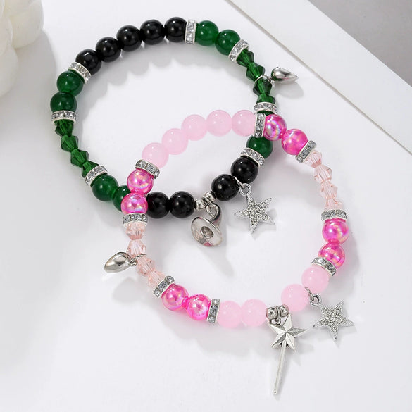 Wholesale Handmade Beaded Alloy Wicked Bracelet With Geometric Design And Witch Hat Princess Magic Wand Pendant