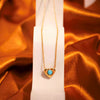 Wholesale Handmade Beaded Blue Turquoise Natural Stone Heart Pendant Stainless Steel 18K Gold Electroplated Clavicle Chain Necklace For Women
