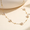 Wholesale Handmade Beaded Chain Flower Pearl Geometric Calendering Chain Electroplated Necklace For Women