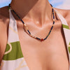 Wholesale Handmade Beaded Necklace With Natural Lapis Lazuli And Red Agate 316L Stainless Steel Geometric Pattern For Women