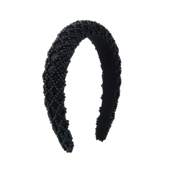 Wholesale Handmade Beaded Sponge Headband With Pearls And Geometric Style For Women
