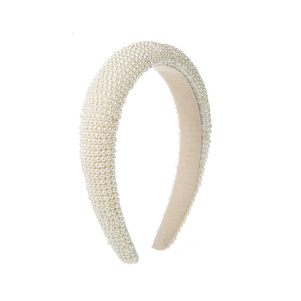 Wholesale Handmade Beaded Sponge Headband With Pearls And Geometric Style For Women