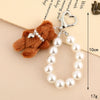 Wholesale Handmade Beads Cartoon Animals Plush Bear Pendant Keychain Hanging Chain