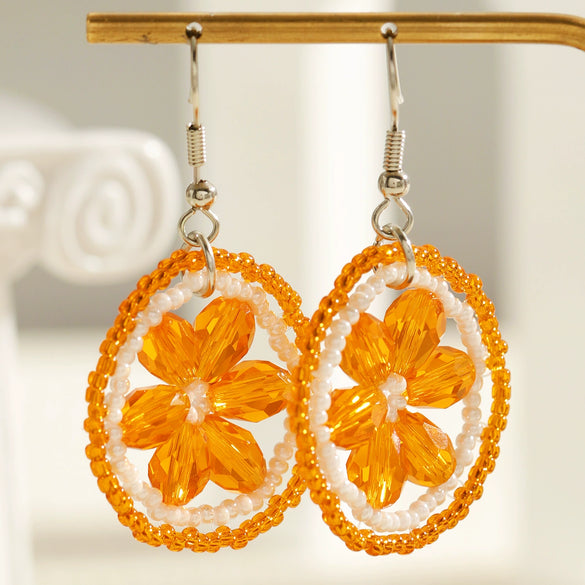 Wholesale Handmade Beads 14K Gold Ear Needle Fruit Shape Orange Earrings For Women