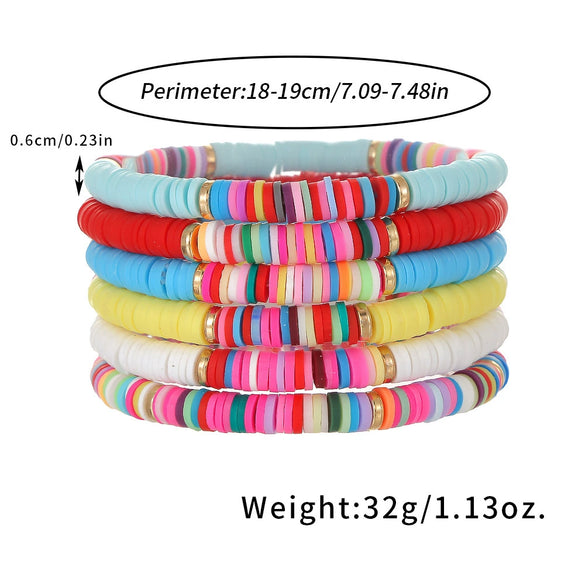 Wholesale Handmade Bohemian Soft Pottery Geometric Round Beads Beaded Combination Bracelet For Women And Men