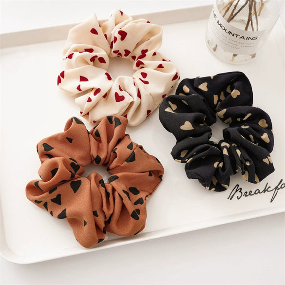 Wholesale Handmade Cloth Heart Hair Ring For Girls High Elasticity Summer New Ins Style