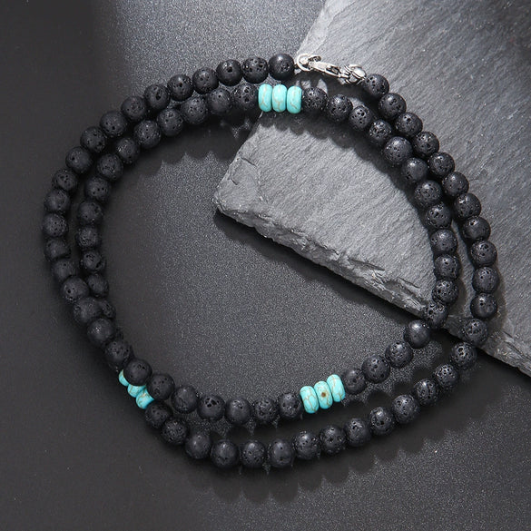 Wholesale Handmade Coconut Shell And Green Aventurine Geometric Pattern Unisex Necklace