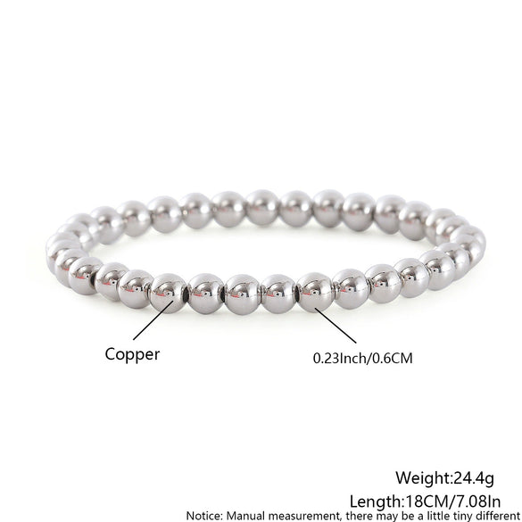 Wholesale Handmade Copper Geometric Minimalist Women's Stacked Beads Elastic Rope Bracelet