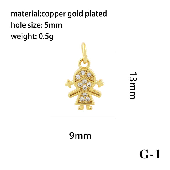 Wholesale Handmade Copper Jewelry Accessories With Inlaid Zircon And Cartoon Characters Angel Boy Girl Small Pendant Diy Necklace