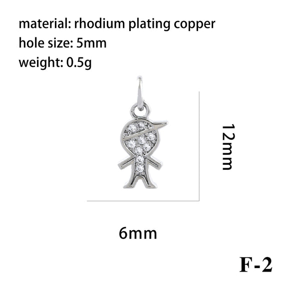 Wholesale Handmade Copper Jewelry Accessories With Inlaid Zircon And Cartoon Characters Angel Boy Girl Small Pendant Diy Necklace