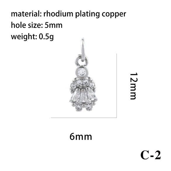 Wholesale Handmade Copper Jewelry Accessories With Inlaid Zircon And Cartoon Characters Angel Boy Girl Small Pendant Diy Necklace