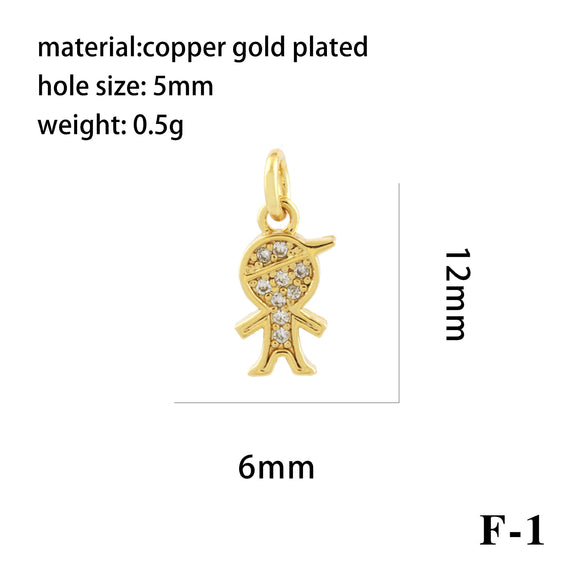 Wholesale Handmade Copper Jewelry Accessories With Inlaid Zircon And Cartoon Characters Angel Boy Girl Small Pendant Diy Necklace
