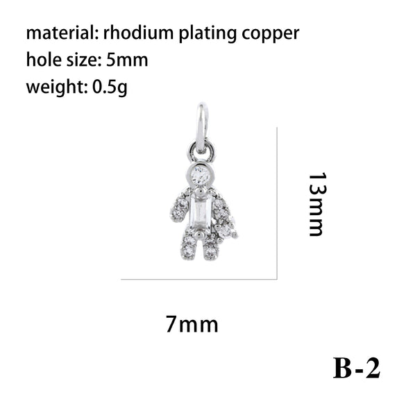 Wholesale Handmade Copper Jewelry Accessories With Inlaid Zircon And Cartoon Characters Angel Boy Girl Small Pendant Diy Necklace