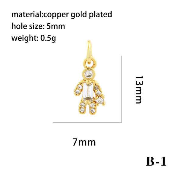 Wholesale Handmade Copper Jewelry Accessories With Inlaid Zircon And Cartoon Characters Angel Boy Girl Small Pendant Diy Necklace