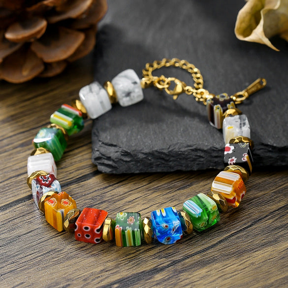 Wholesale Handmade Crystal Glass Beads Bracelet With Geometric Style