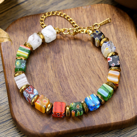 Wholesale Handmade Crystal Glass Beads Bracelet With Geometric Style