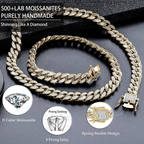 Wholesale Handmade Diamond Hiphop Gold Plated Copper Cuban Chain Necklace For Unisex