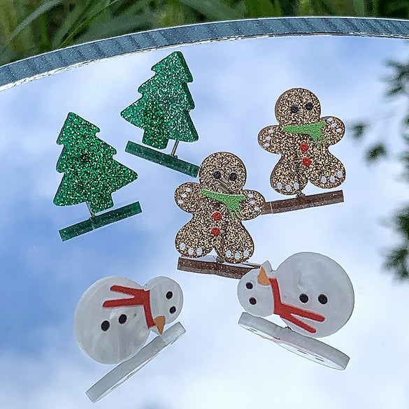 Wholesale Handmade Diy 3Piece Christmas Earrings With Acrylic Pendant Of Christmas Tree Gingerbread Man Snowman Cartoon Characters