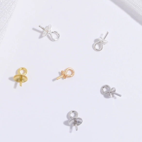 Wholesale Handmade Diy S925 Sterling Silver Round Bead Holder Earrings Pendant Needle Holder With Electroplating