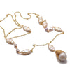 Wholesale Handmade Drop Shape Retro Pearl Long Necklace For Women With Metal And Water Wave Chain