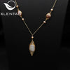 Wholesale Handmade Drop Shape Retro Pearl Long Necklace For Women With Metal And Water Wave Chain