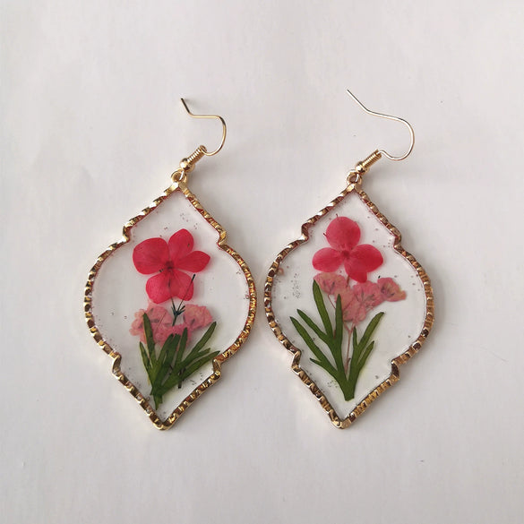 Wholesale Handmade Electroplated Alloy Dried Flower Earrings For Women