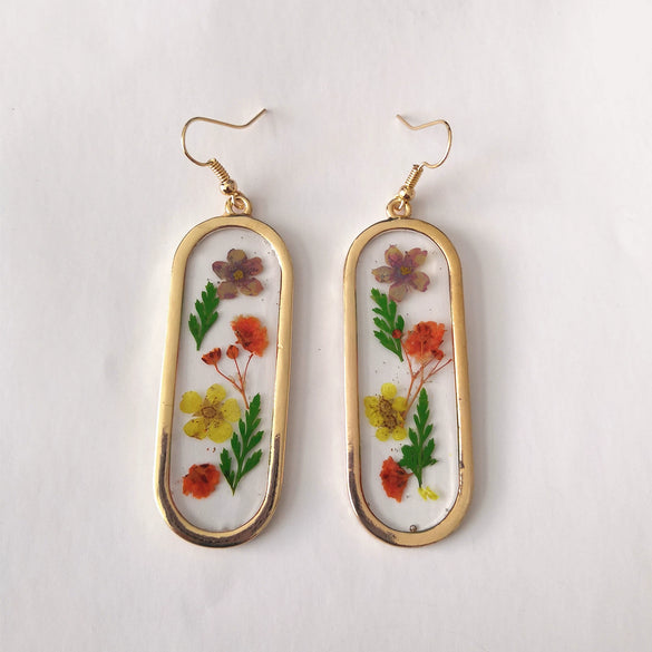 Wholesale Handmade Electroplated Alloy Dried Flower Earrings For Women