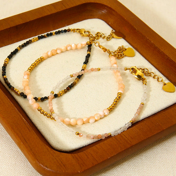 Wholesale Handmade Electroplated Geometric Stainless Steel Beaded Bracelet For Women