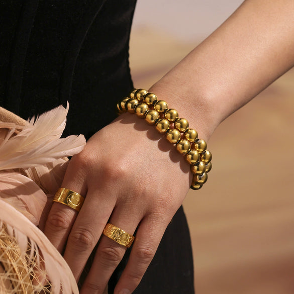Wholesale Handmade Electroplated Geometric Stainless Steel Beaded Bracelet For Women